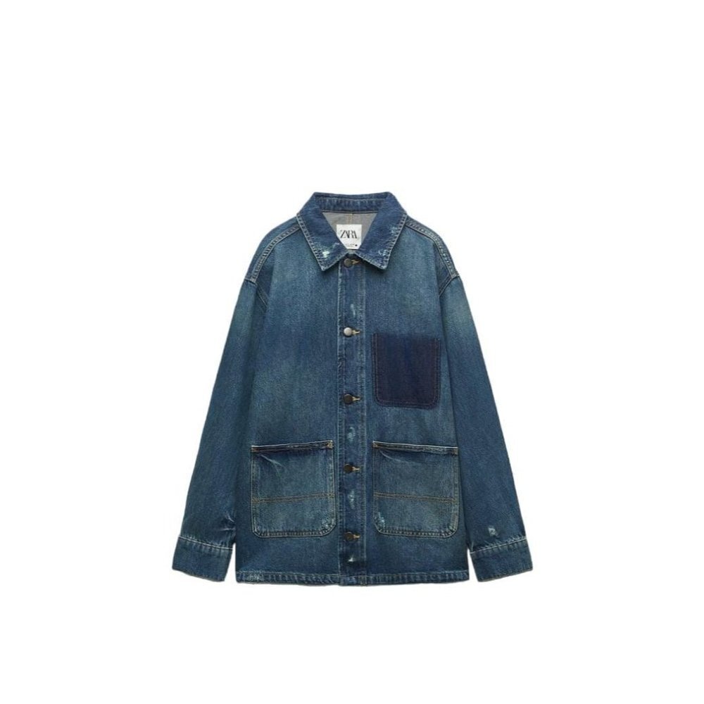 ZARA SHIRT DENIM JACKET WITH POCKETS BLUE SIZE xs 7223/057